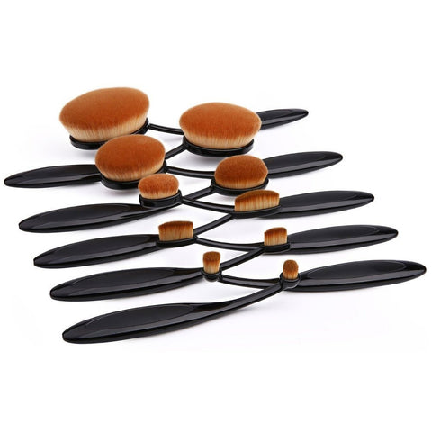 Foolzy® Pack of 10 Oval Makeup Brush Set Pro